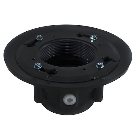 Jones Stephens 2in. x 3in. PVC Heavy Duty Drain Base with Clamping Ring and Primer Tap, for 4in. Spud D49802
